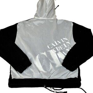 Vtg Calvin Klein Jeans Men's Full Zip Hooded Activewear Jacket Black White M